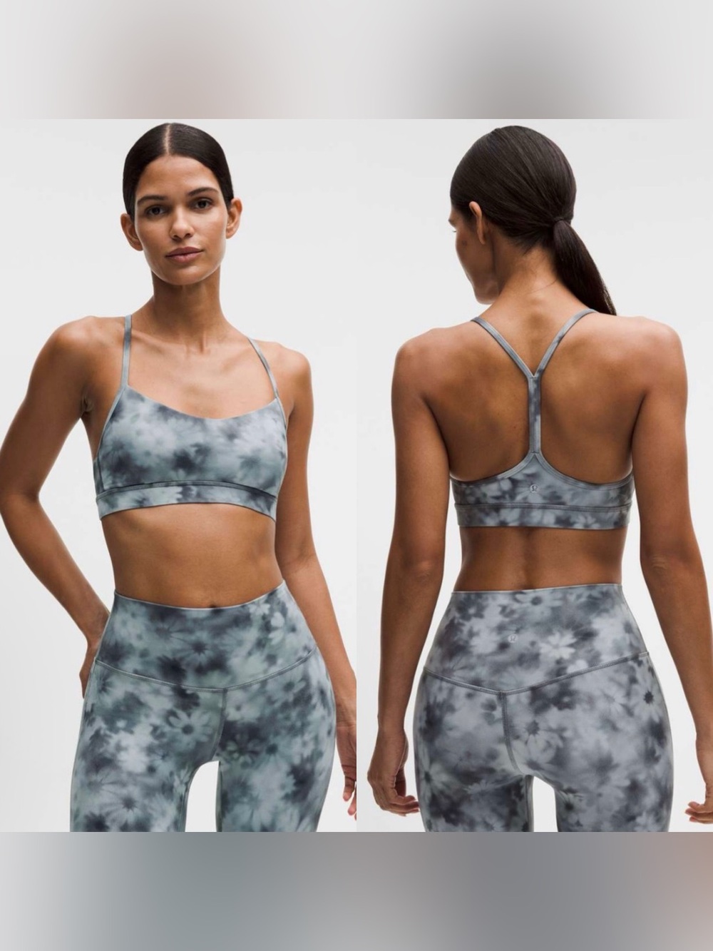 Lululemon Flow Y Bra Nulu *Light Support in Meadow Haze Grey Multi 4